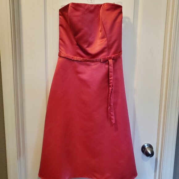 🌹Vintage Scott McClintock Strapless Hot Pink Cocktail Satin Gown / Formal 8 - Picture 6 of 10